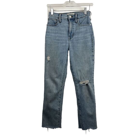 Madewell Jeans 24 Womens Petite The Perfect Vintage JeanBlue Distressed - Picture 1 of 7